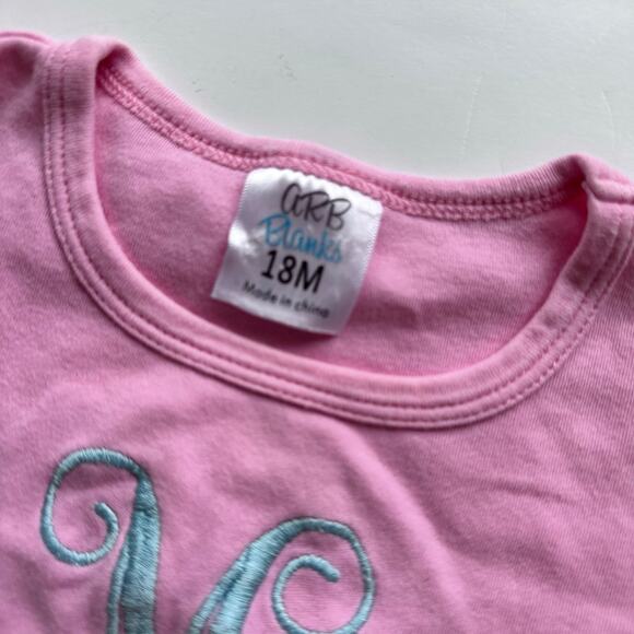 ARB Blanks Pink Monogrammed 'M' Tee - Size 18 Months - Picture 2 of 4